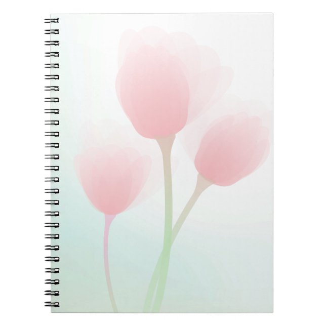 Soft Pink Pastel Tulips Wedding Spiral Notebook (Front)
