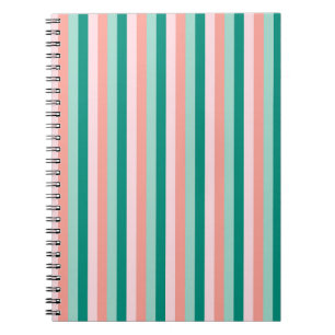 Soft Pink Peach Amber Yucca and Arbor Green Pinstr Notebook