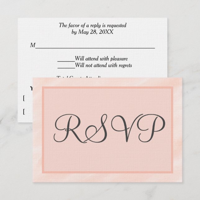Soft Pink Peach Geometric Wedding RSVP Cards (Front/Back)