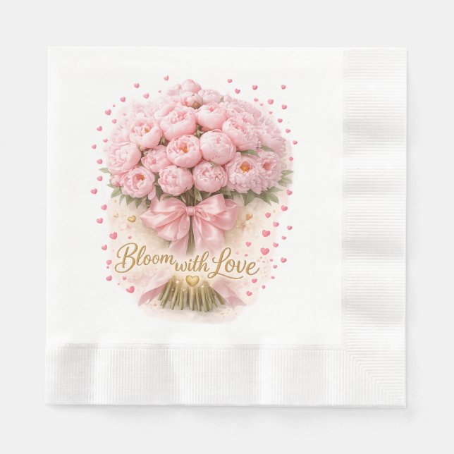 Soft Pink Peonies Bouquet – Paper Napkin (Front)