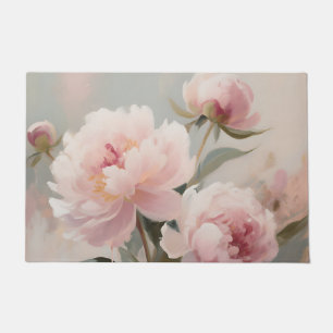 Soft Pink Peonies Floral Art Doormat
