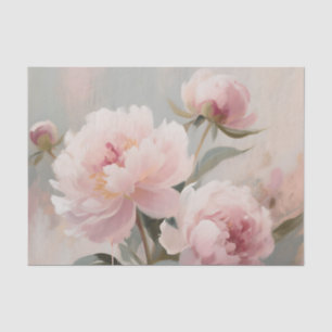 Soft Pink Peonies Floral Art Tissue Paper