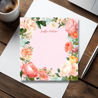 Soft Pink Peonies Modern Floral Notepad