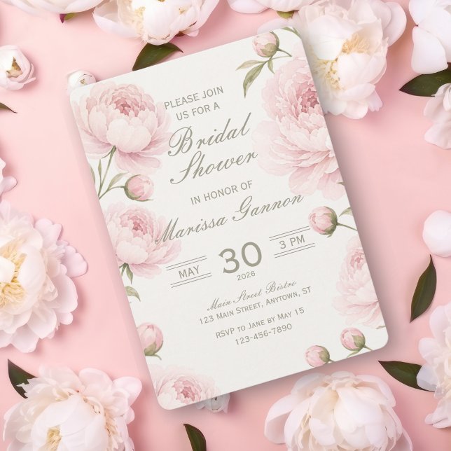 Soft Pink Peony Bridal Shower Invitation (Creator Uploaded)