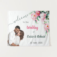 Soft Pink Peony & Eucalyptus Floral Wedding Banner