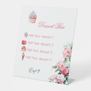 Soft Pink Peony & Eucalyptus Floral Wedding  Pedestal Sign