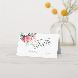Soft Pink Peony & Eucalyptus Floral Wedding Table Place Card