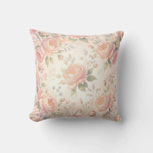 Soft Pink Peony Floral Pattern Cushion