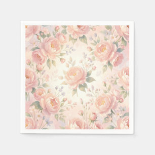 Soft Pink Peony Floral Pattern Napkin