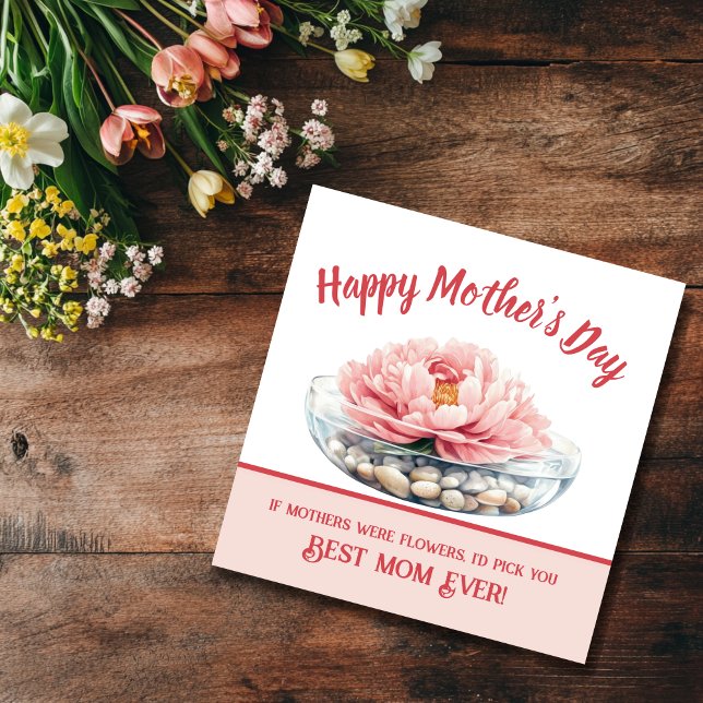 Soft Pink Peony Mother's Day Card (Pink peony Mother's Day card)