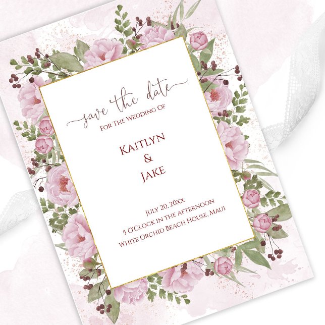Soft Pink Peony Wedding Save the Date Card (Creator Uploaded)