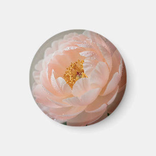 Soft Pink Peony with Dewdrops Magnet
