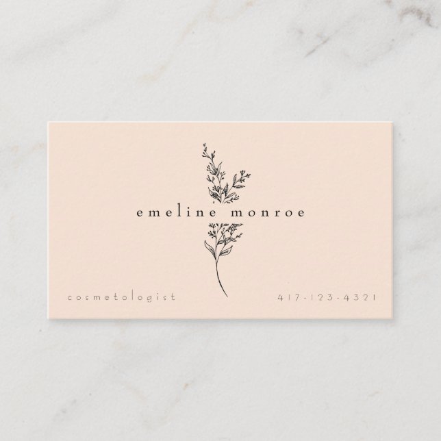 Soft Pink Personalised Botanical Business Card (Front)