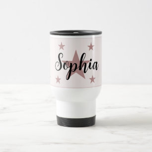 Soft Pink Personalised Starry Travel Mug