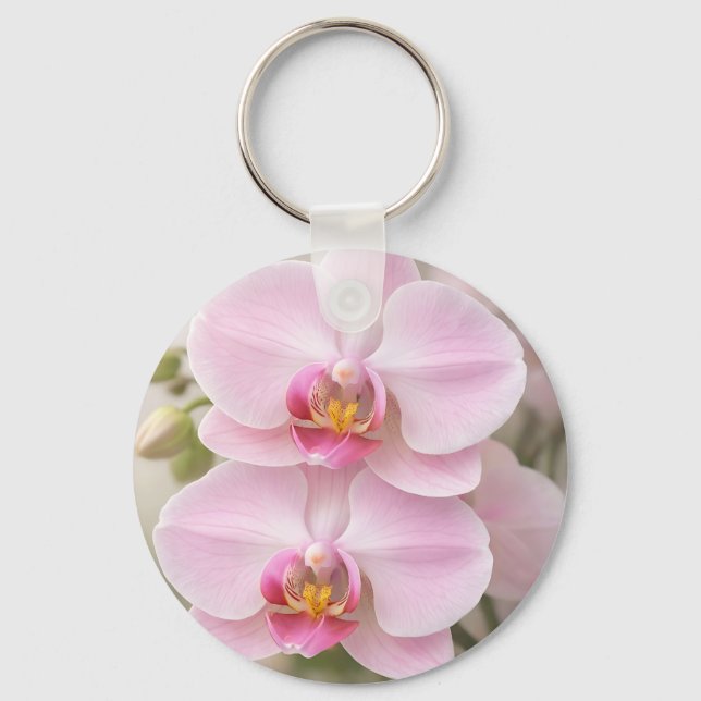 Soft Pink Phalaenopsis Orchid Key Ring (Front)