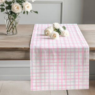 Soft Pink Plaid Table Runner Classic Check Style