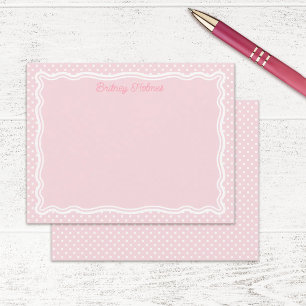 Soft Pink Polka Dots & Wavy Frame Add Name Card