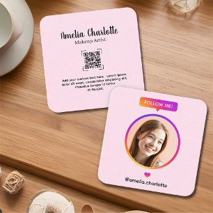 Soft Pink Profile Photo Social Media Networking Calling Card