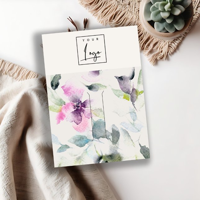 Soft Pink Purple Floral Logo Hairclip Pin Holder Business Card (Creator Uploaded)