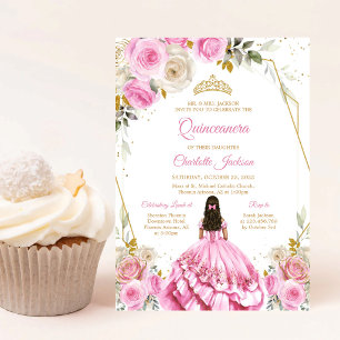 Soft Pink Quinceanera Birthday Invitation