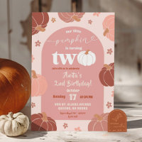 Soft Pink Retro Floral Pumpkin 2nd Birthday Girl