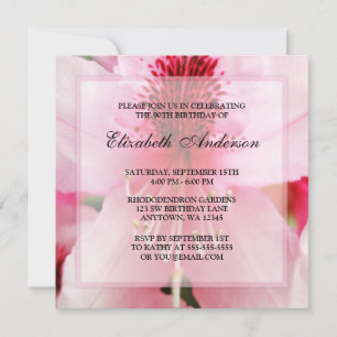 Soft Pink Rhododendron Flowers 90th Birthday Party Invitation