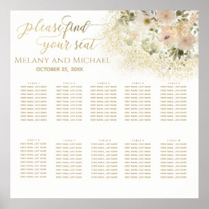 Soft pink romantic floral gold calligraphy poster