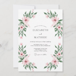 Soft Pink Romantic Floral Wedding Invitation