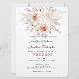 Soft Pink Romantic Rose Wedding Invitation