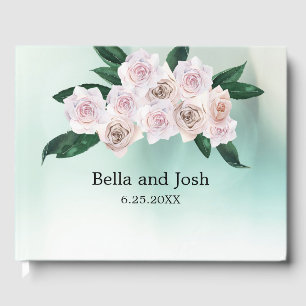 Soft Pink Rose Blossoms Wedding Guest Book