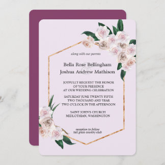 Soft Pink Rose Blossoms Wedding Invitation