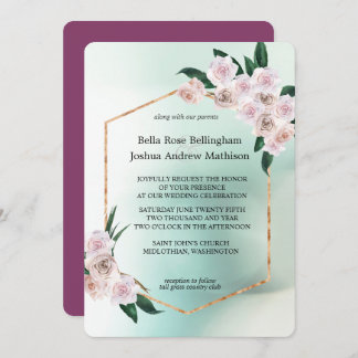 Soft Pink Rose Blossoms Wedding Invitation