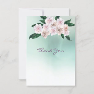 Soft Pink Rose Blossoms Wedding Thank You Card