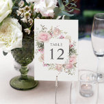 Soft Pink Rose Botanical 5x7 Table Number Cards<br><div class="desc">Beautifully feminine, this 5x7 table number card design features a lovely square frame of soft pink roses with mixed white flowers and trailing greenery. These table number cards are printed individually with the number shown on the card. In order to have a card numbered for each table, personalise the table...</div>