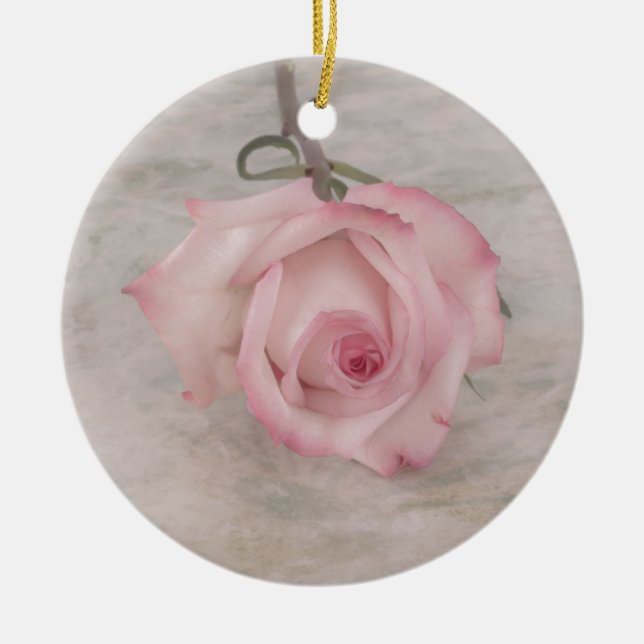Soft Pink Rose Flower Ceramic Tree Decoration (Front)