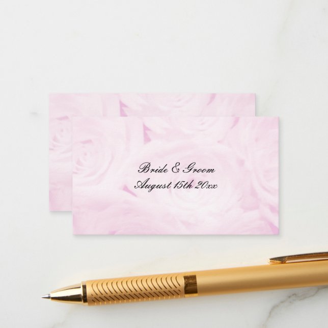 Soft pink rose flower floral theme wedding enclosure card (Front/Back In Situ)
