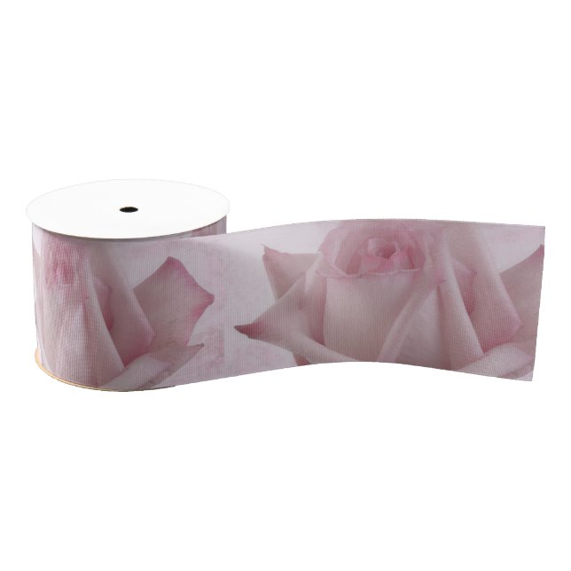 Soft Pink Rose Flower Grosgrain Ribbon (Spool)