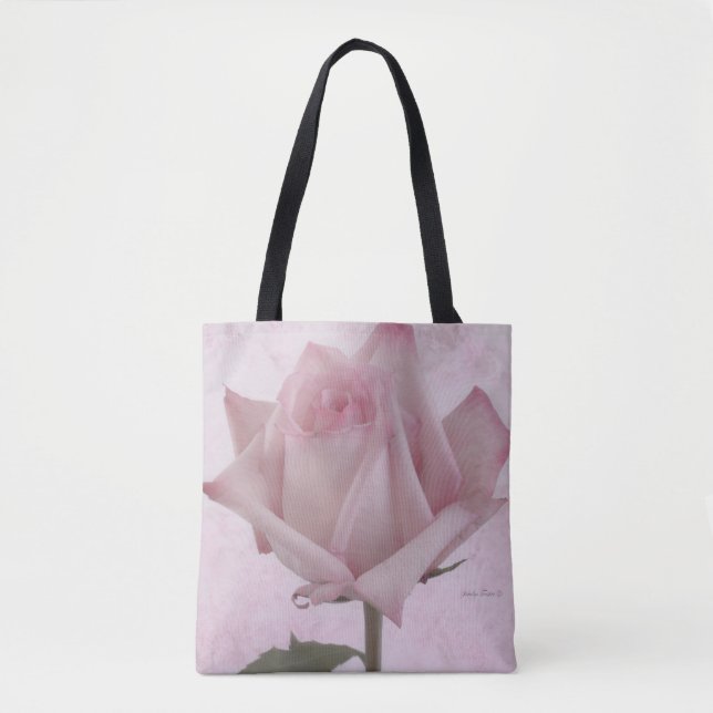 Soft Pink Rose Flower Tote Bag (Front)