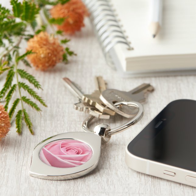 Soft Pink Rose Key Ring (Side)