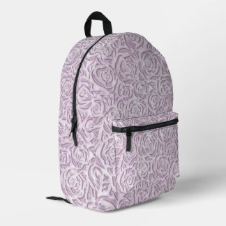 Soft Pink Rose Pattern Printed Backpack