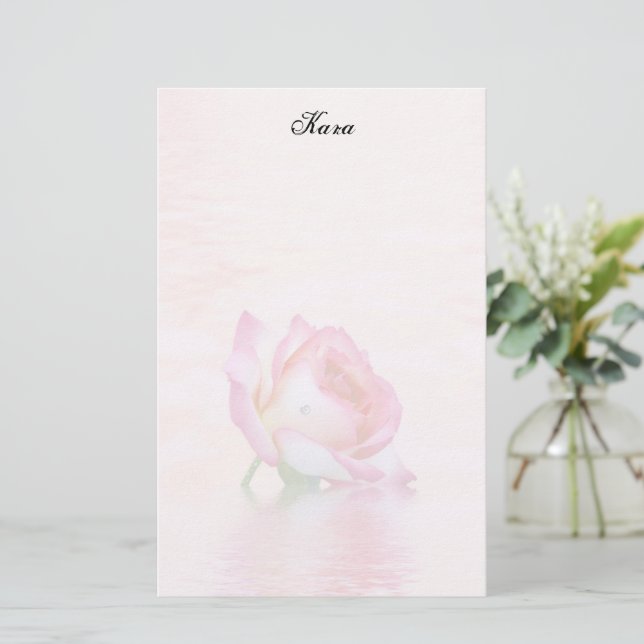 Soft Pink Rose Stationery (Standing Front)