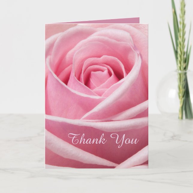 Soft Pink Rose Thank You Card (Front)