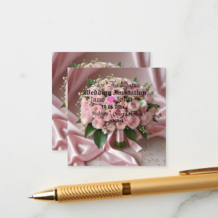 Soft Pink Rose Wedding Bouquet, Enclosure Card