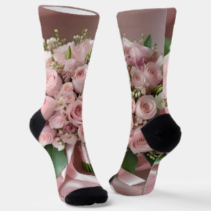 Soft Pink Rose Wedding Bouquet, Socks