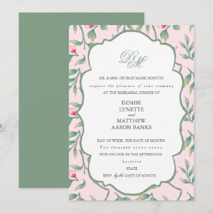 Soft Pink Rosebud Rehearsal Dinner Invitation