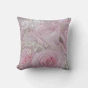 Soft Pink Roses and Baby's Breath Pillow