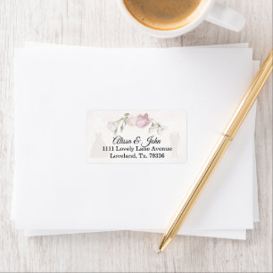 Soft Pink Roses & Bride and Groom Collection Label