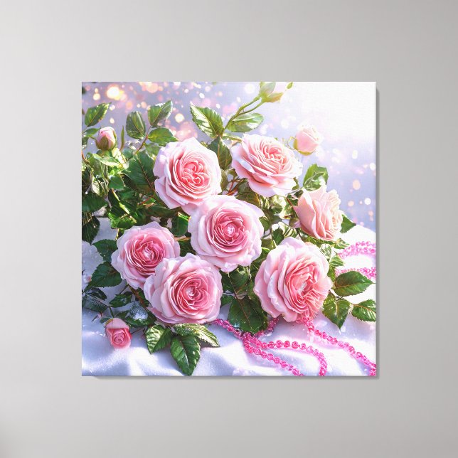 Soft pink roses canvas print (Front)