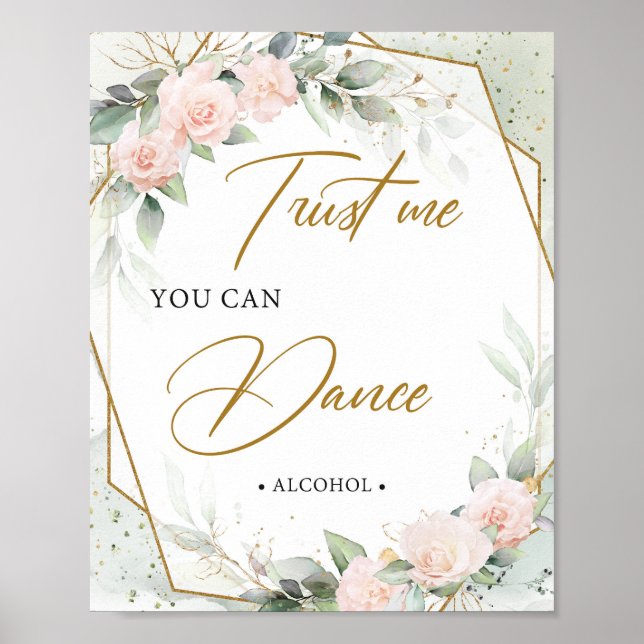 Soft pink roses eucalyptus Trust me you can dance Poster (Front)