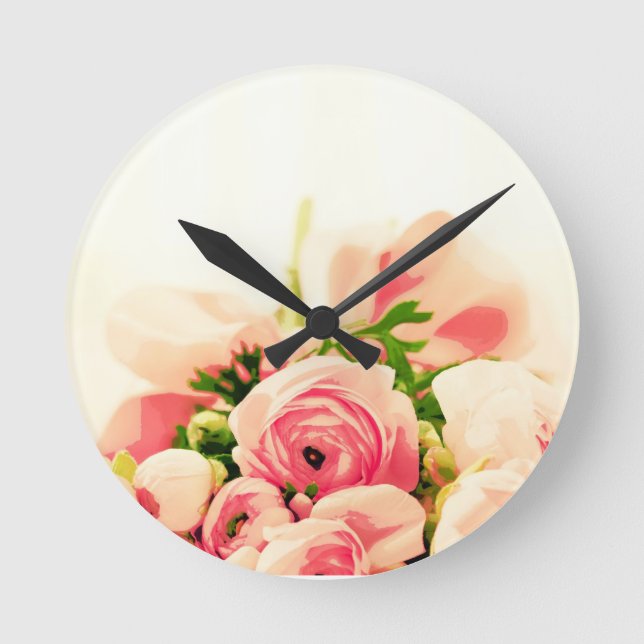 Soft Pink Roses ! Round Clock (Front)
